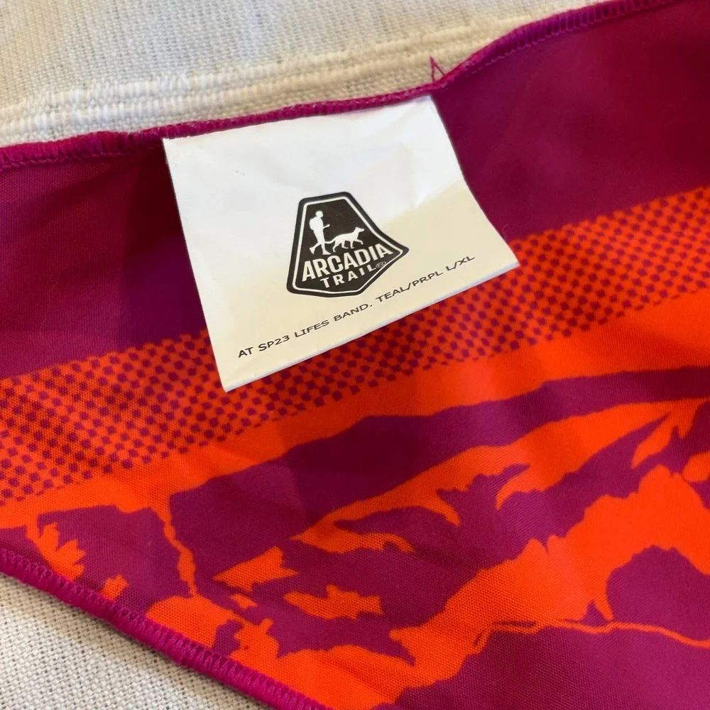 Arcadia Trail Dog Bandana Purple Orange Out There Mountain Graphic L/XL